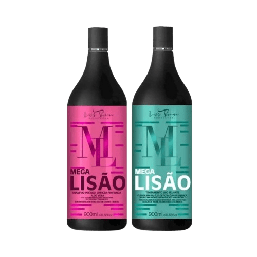 KIT LISS SHINE ESCOVA PROGRESSIVA SHAMPOO PRÉ LISO 900ML + TRATAMENTO LISO SELANTE 900ML MEGA LISÃO