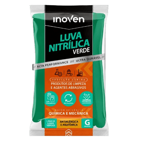 LUVA MULTIUSO INOVEN G C/2 VERDE NITRÍLICA