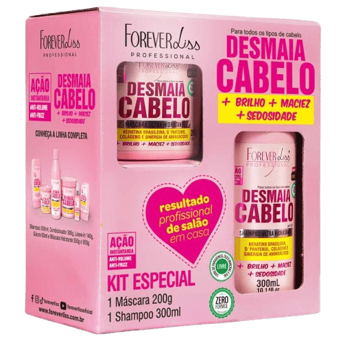 KIT FOREVER FOREVER LISS SHAMPOO 300ML + MÁCARA 200G DESMAIA CABELO