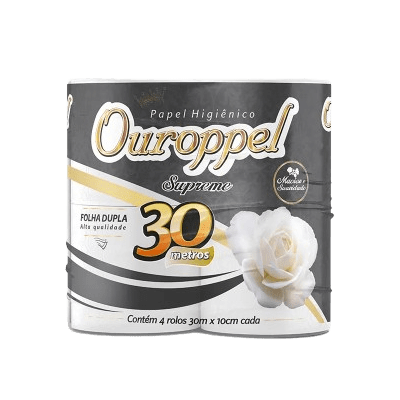 PAPEL HIGIÊNICO FOLHA DUPLA OUROPPEL 4X30M