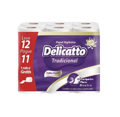 PAPEL HIGIÊNICO FOLHA DUPLA DELICATTO 12X20M