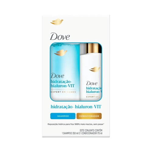 KIT DOVE SHAMPOO 350ML + CONDICIONADOR 175ML HIDRATAÇÃO+HIALURON-VIT