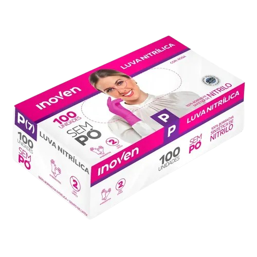 LUVA NITRÍLICA INOVEN P C/100 S/PÓ ROSA