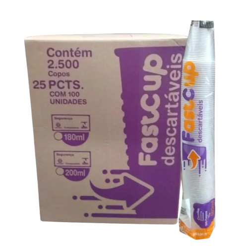 COPO DESCARTÁVEL FASTCUP 180ML TRANSP C/2500 PS