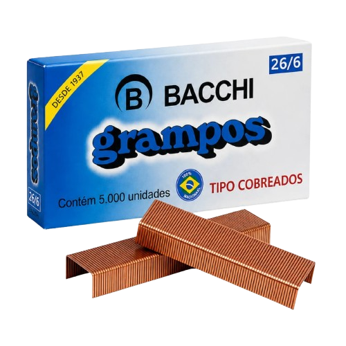GRAMPO PARA GRAMPEADOR BACCHI 26/6 COBREADO C/5000